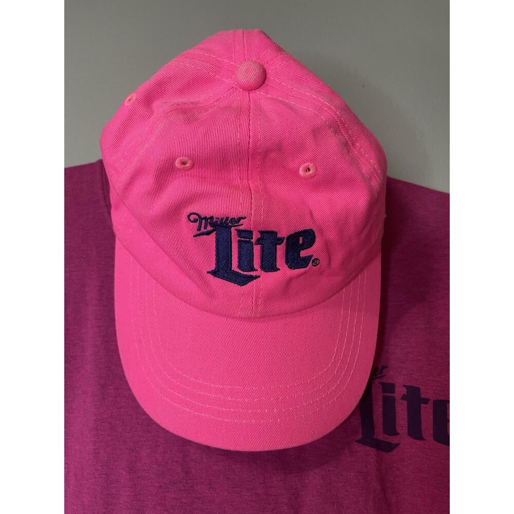 Official New Orleans Nola Jazz Fest beer vendor shirt hat Miller Lite XL Pink